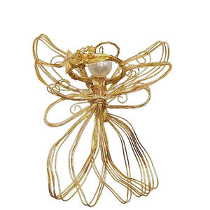 Handcrafted La Bona Angelica Gold Wire Angel Ornament With Pearl & Star Accent